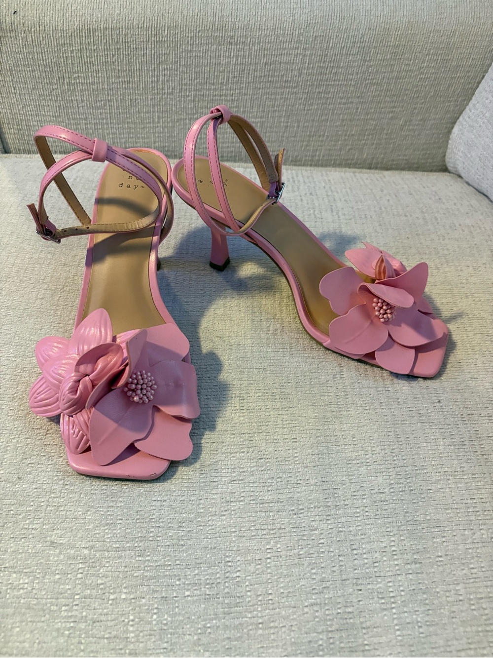 a new day Pink Floral Ankle-Strap Heels